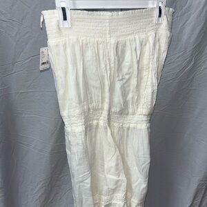 Free People Cream Smocked Strapless Maxi